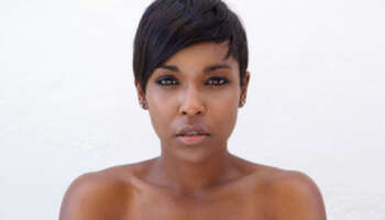 Close up portrait of a beautiful african american woman with modern hairstyle